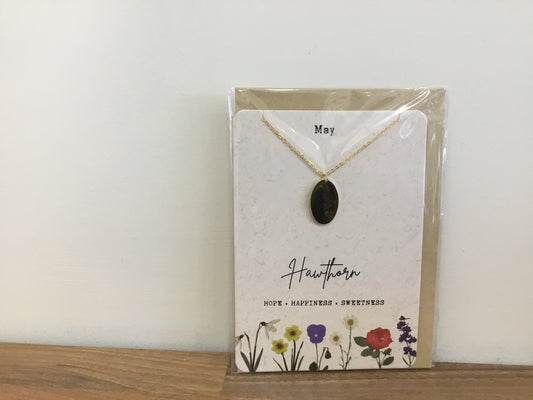 May birth flower necklace and card