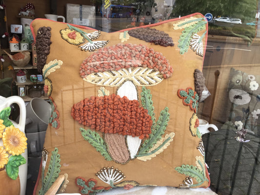 Mushroom Embroided Cushion