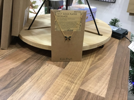 Black enamel bow pedant