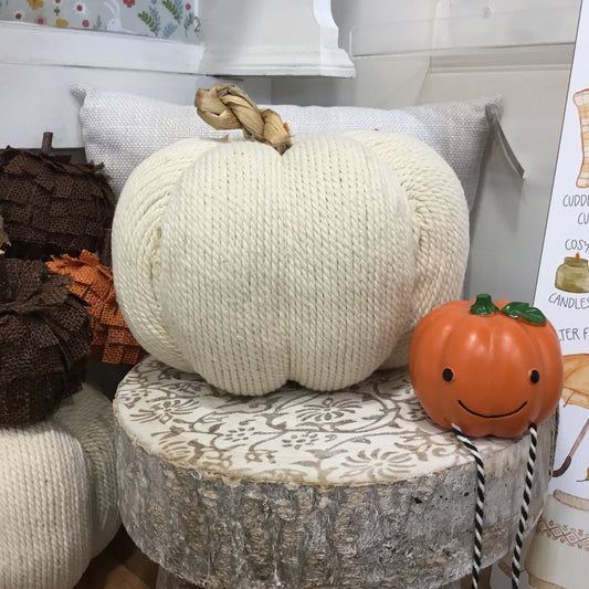 Cream cotton and rope pumpkin