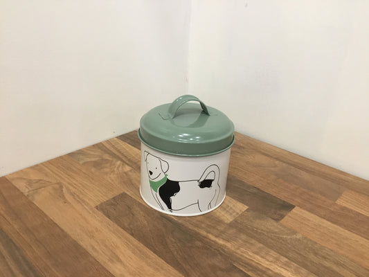 Green enamel dog treat canister