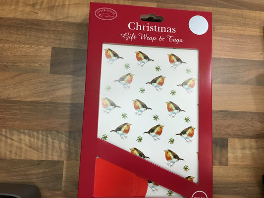 5 sheets robin gift wrap