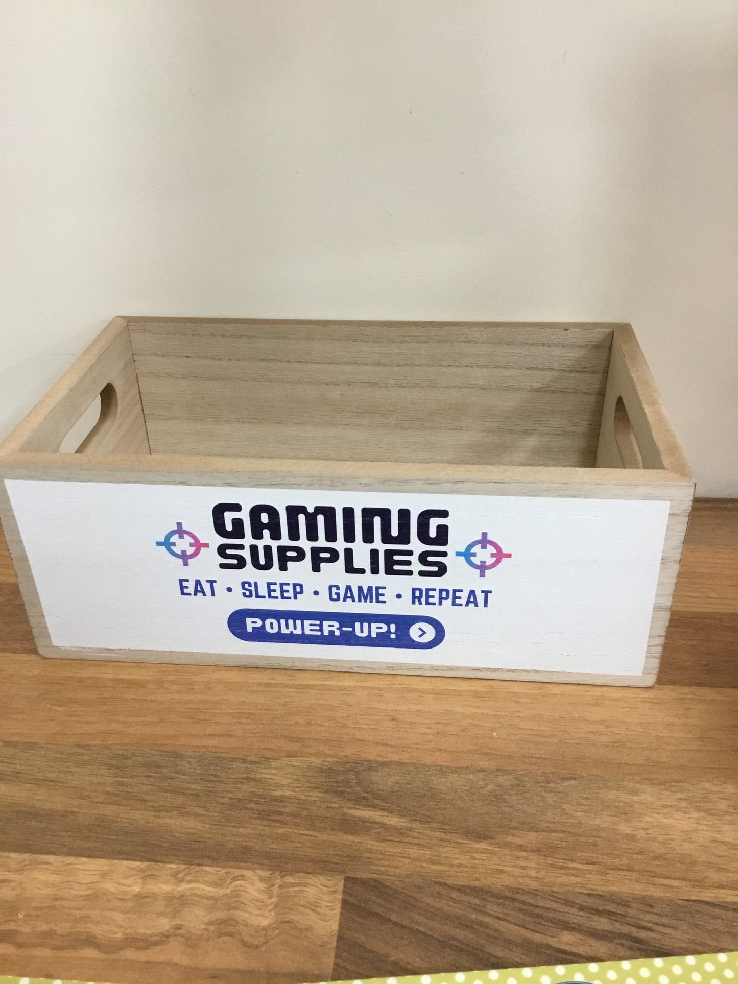 Gaming supplies wooden crate