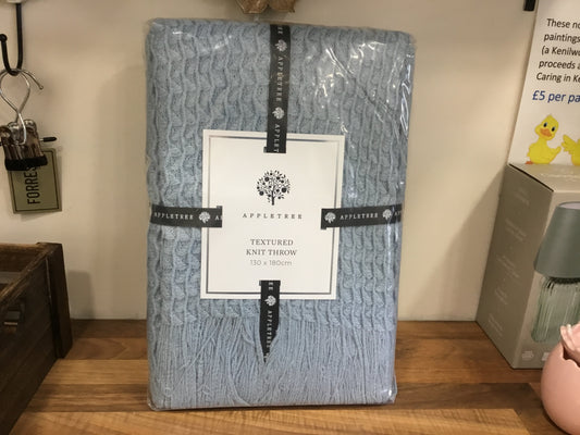 Textured Knit Blue Throw
