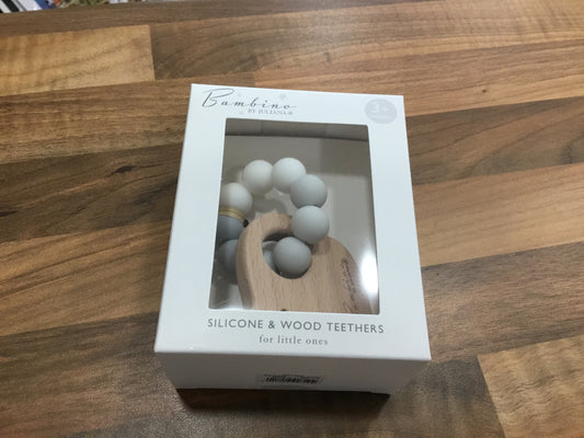 Silicone and Wood Teether - Grey