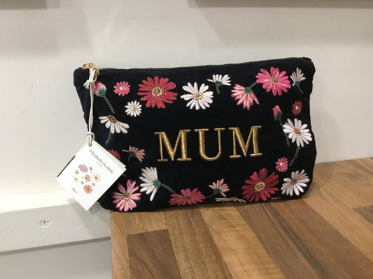 Elizabeth Scarlett. Floral Mum velvet everyday pouch.