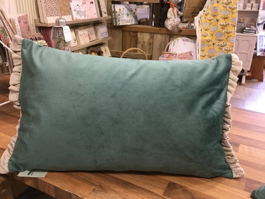 Duck Egg/Stone Frill Cushion