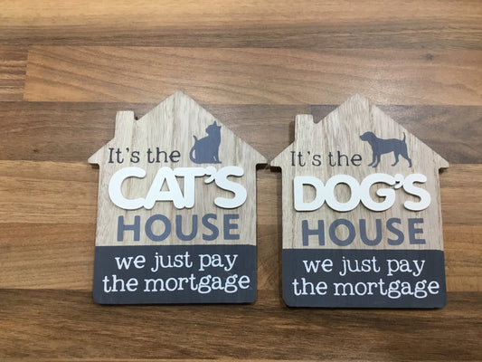 Wooden dog/ cat plaque