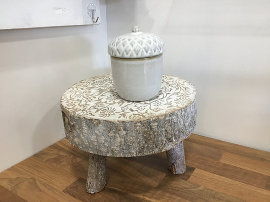 White Ceramic acorn candle pot