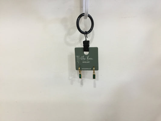 earrings. Zirconia green rectangular drop earrings