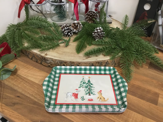 Dogs at Christmas mini tray