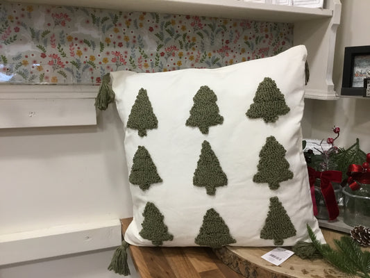 Cushion. Embroidered with Christmas trees