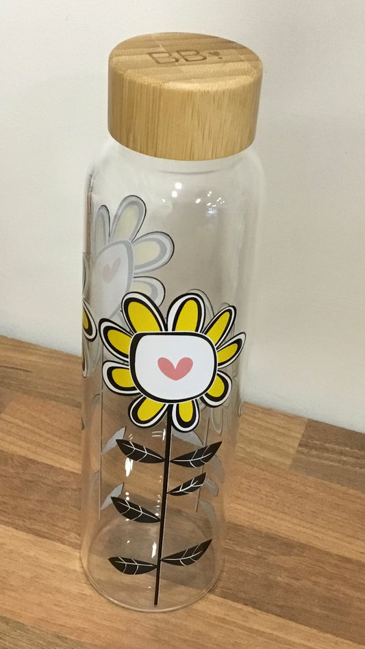 Sunflowers glass water bottle