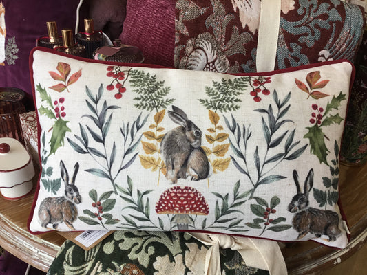 Red velvet Hare cushion