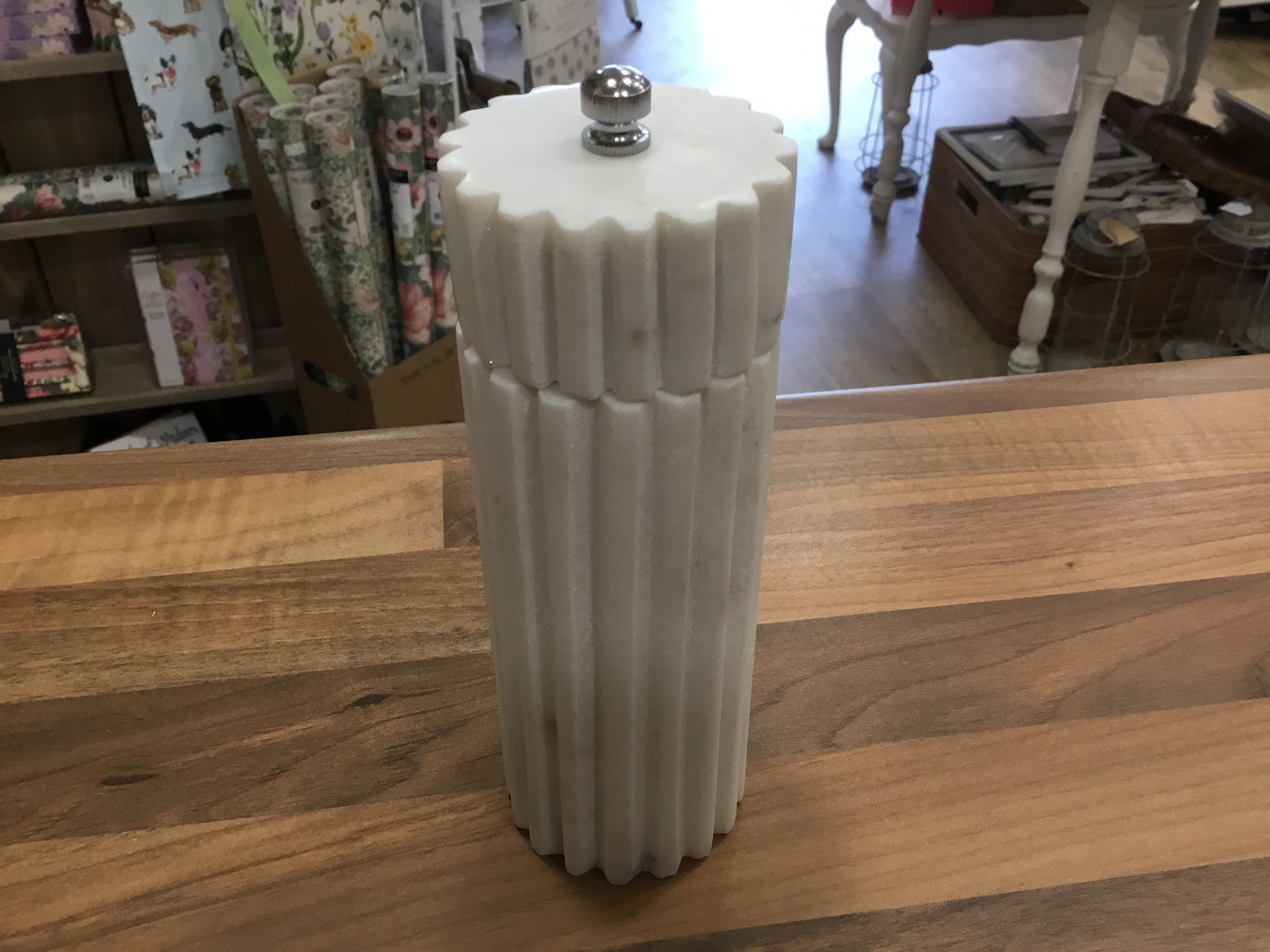 White marble Salt or  pepper grinder