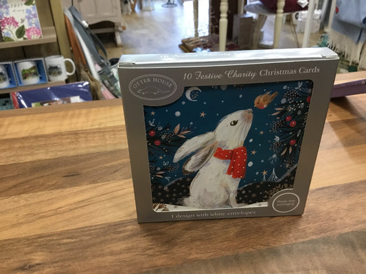 Bunny and Robin pack 10 Christmas cards
