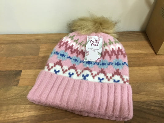 Carla bobble hat pink