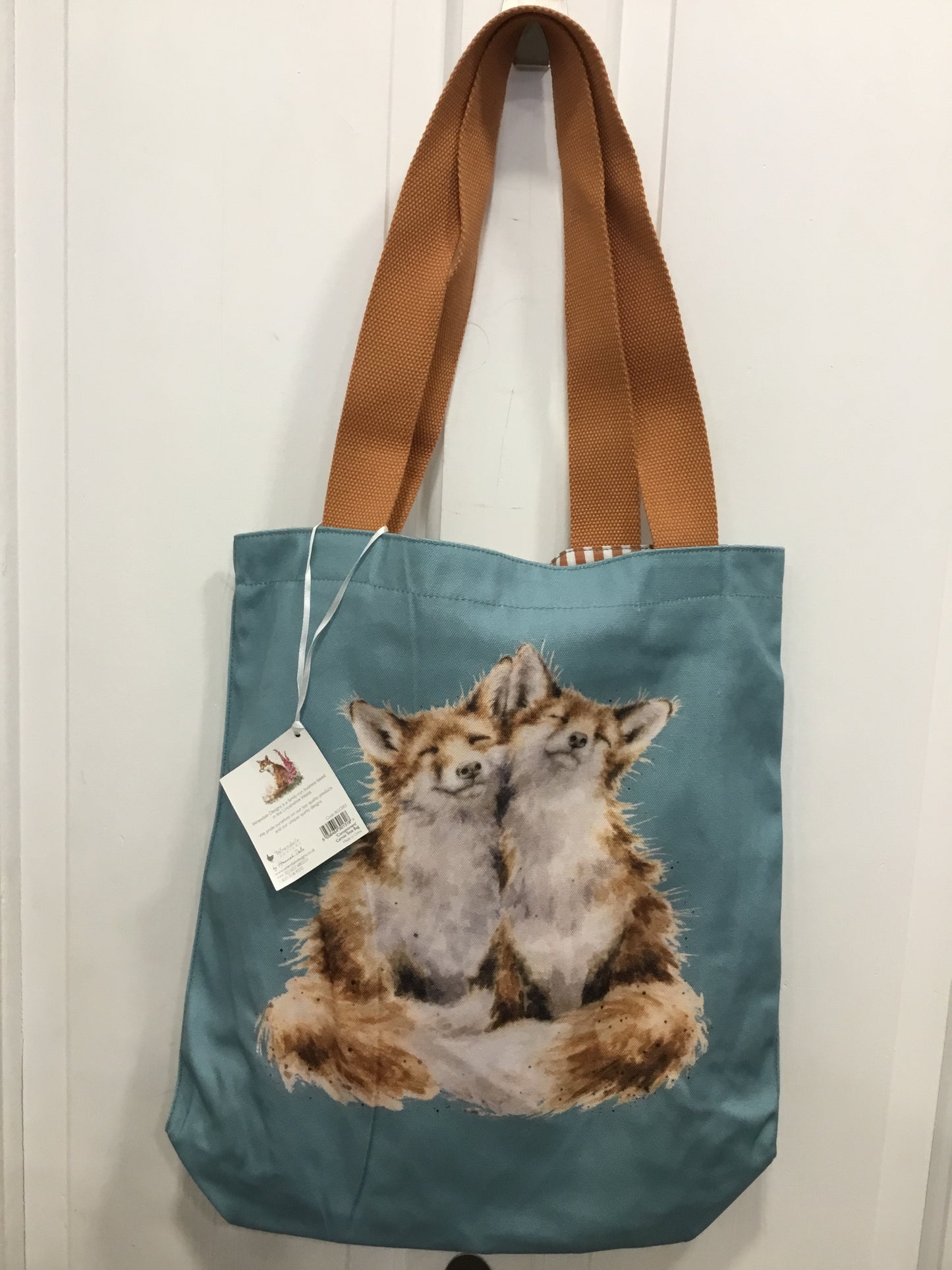 Fox design blue tote bag