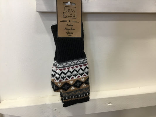 Black Nordic Fingerless Gloves.