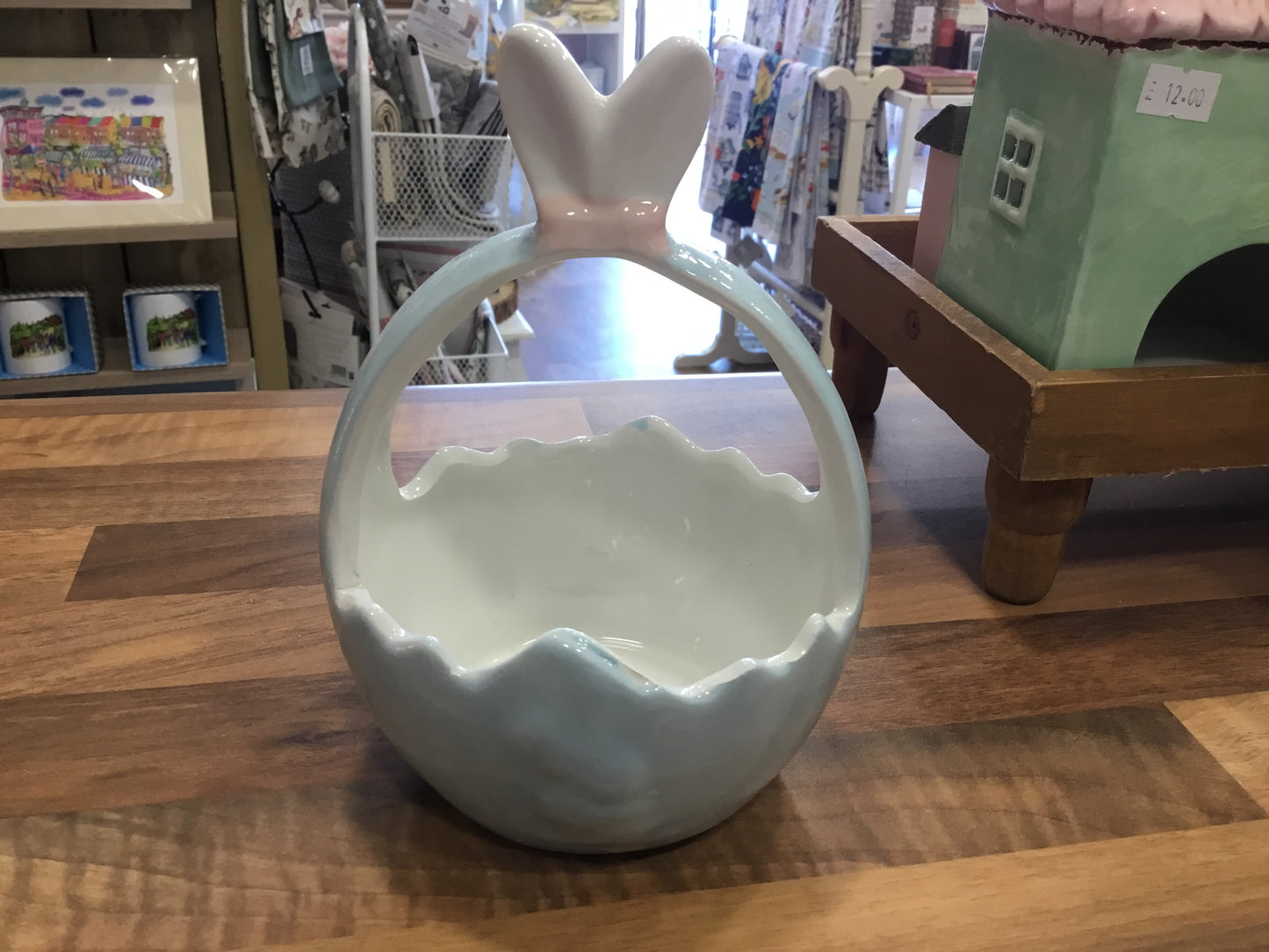 Cushion floral embroidered blue