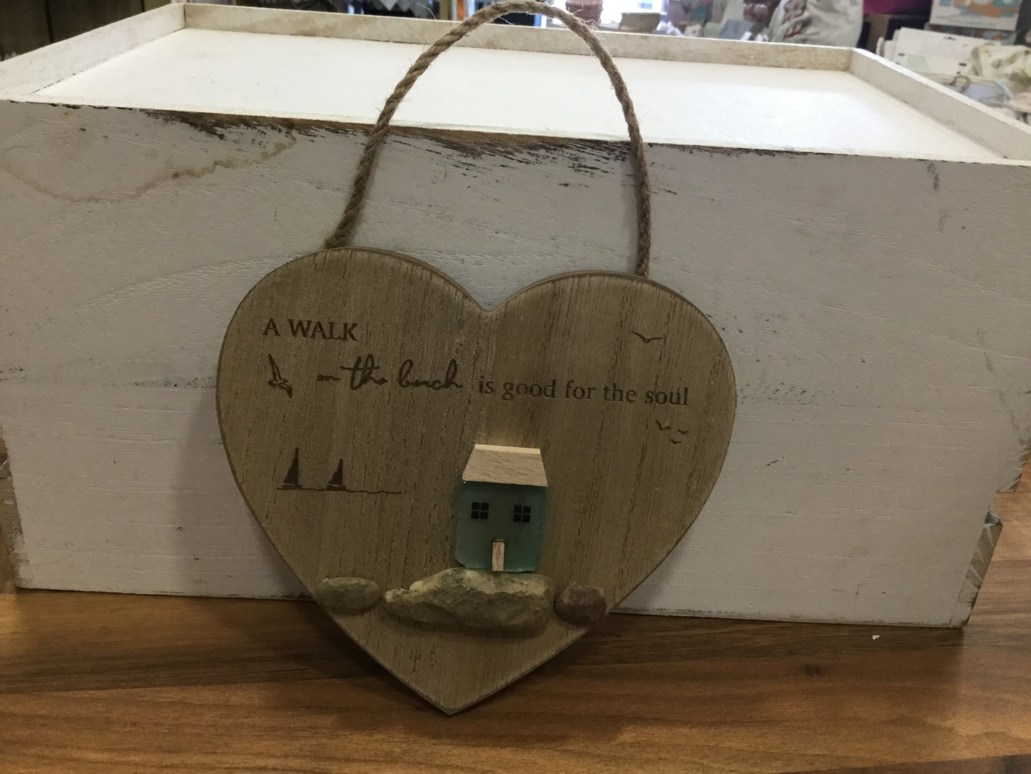 Wooden heart glass plaque