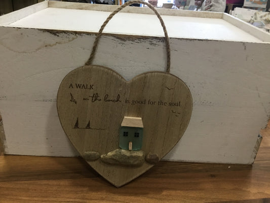 Wooden heart glass plaque