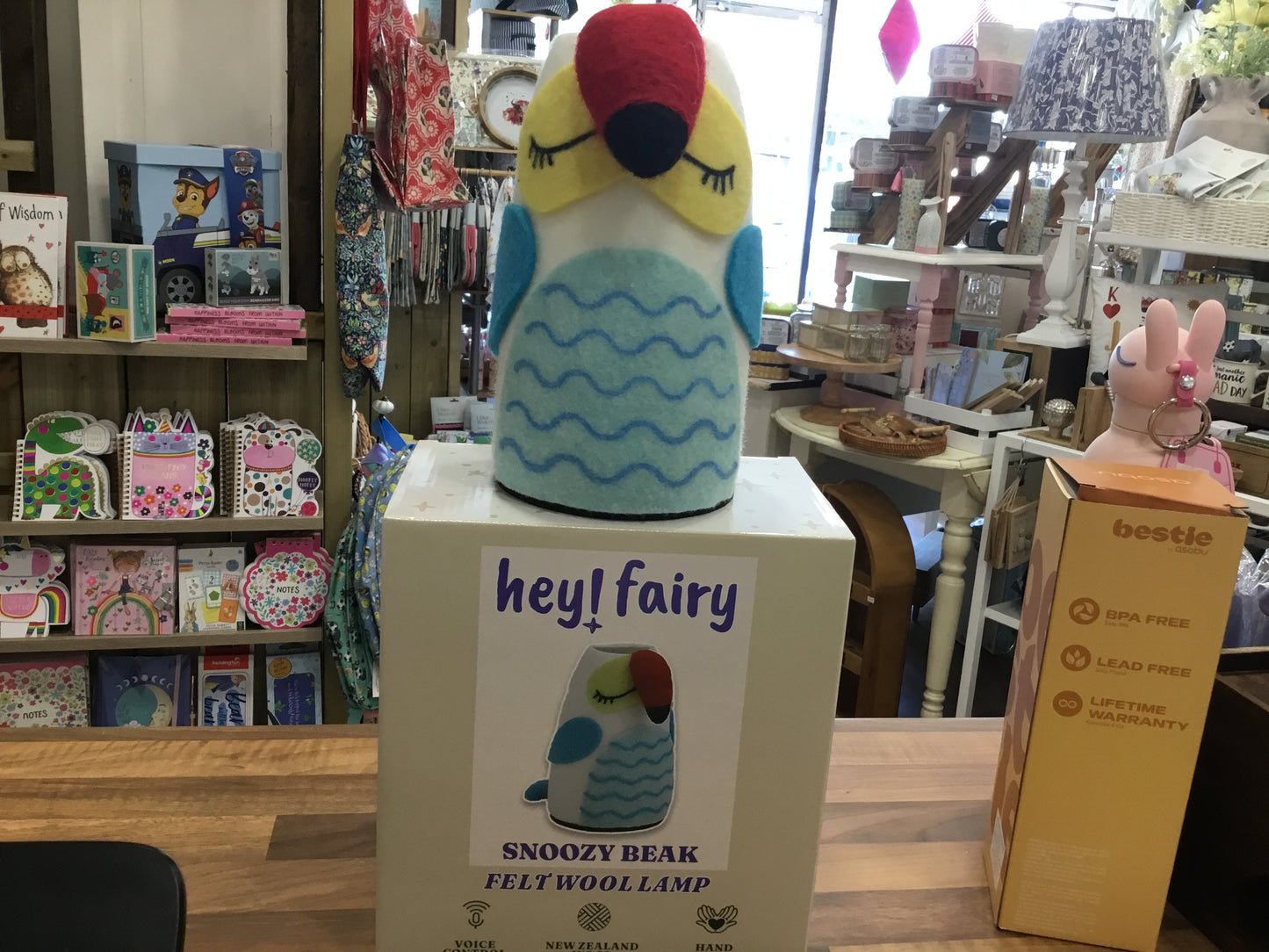 Snoozy Beak voice activated felt lamp