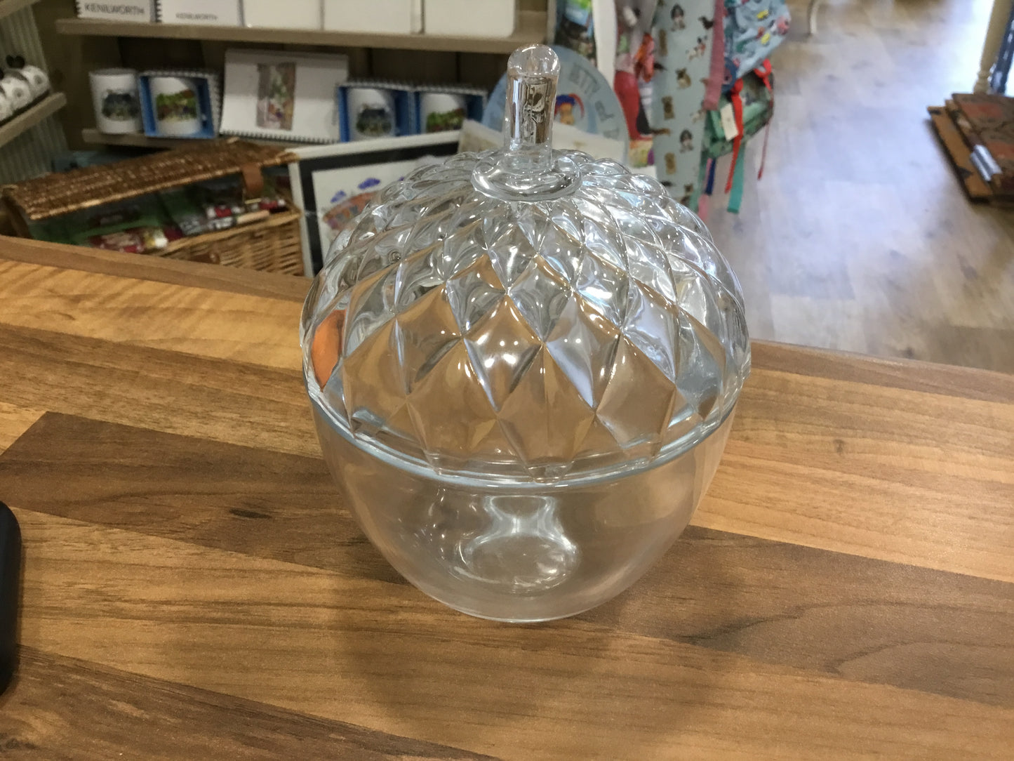 Glass acorn jar