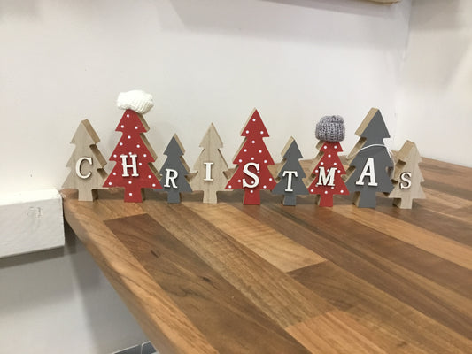 Christmas trees with hats