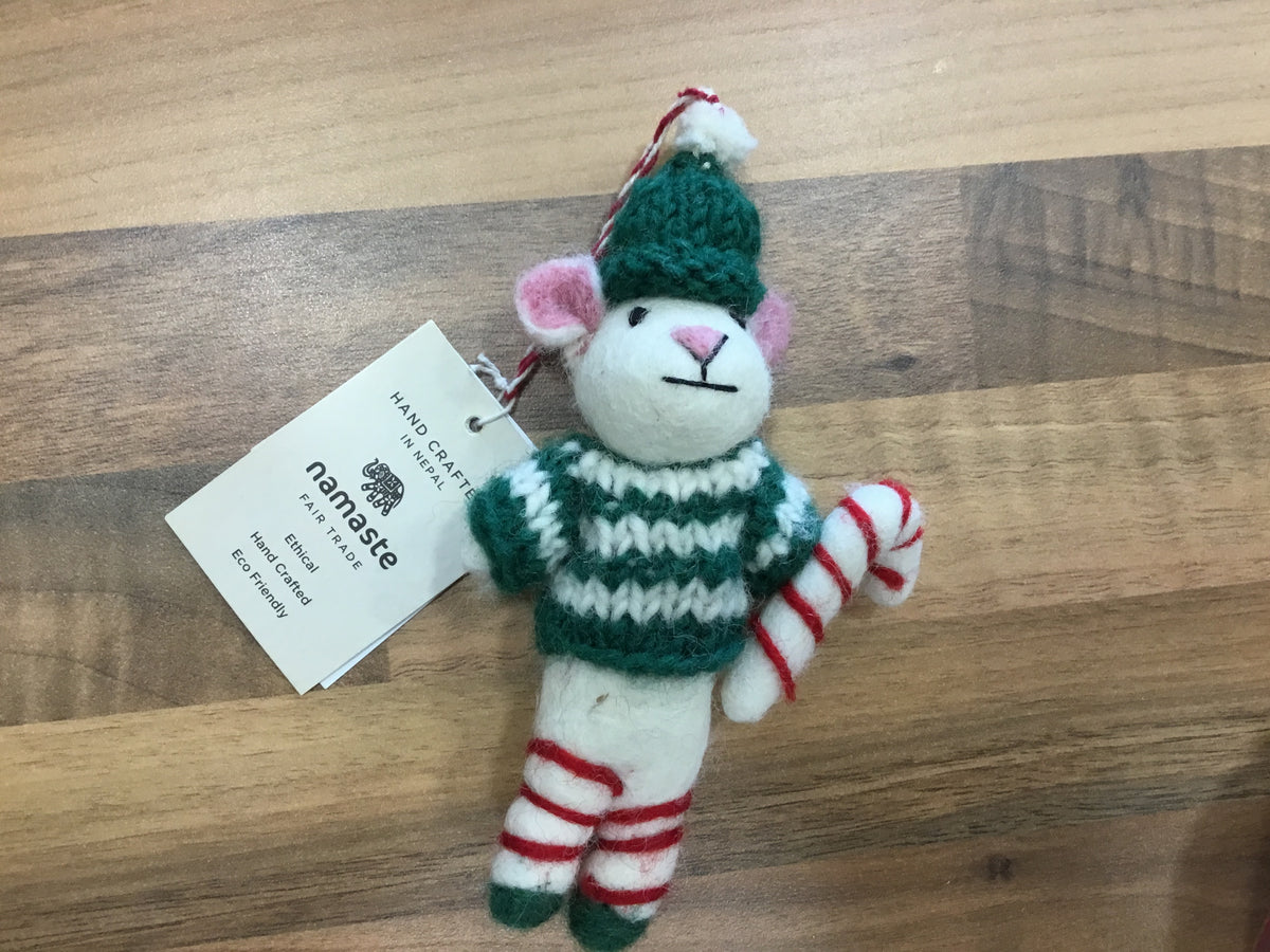 Felt Candy Cane  Christmas Mouse