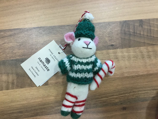 Felt Candy Cane  Christmas Mouse