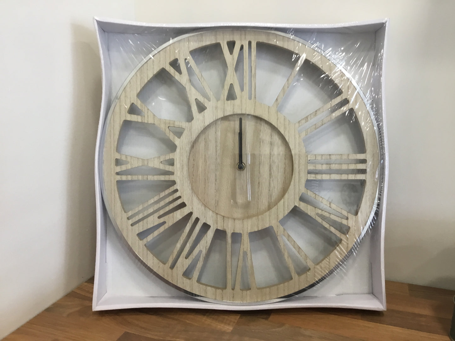 Wooden Roman numeral wall clock