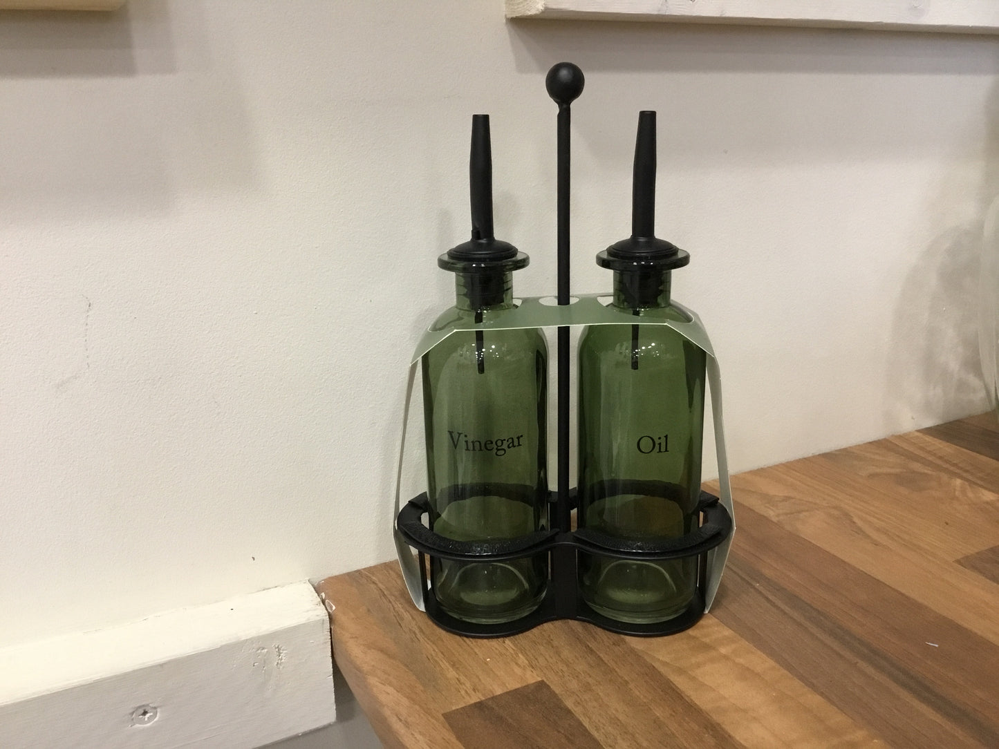 Oil and vinegar glass bottle set.