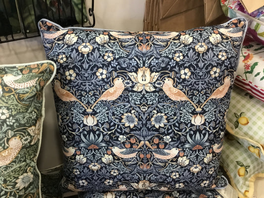 Morris & Co Blue Strawberry Thief Cushion