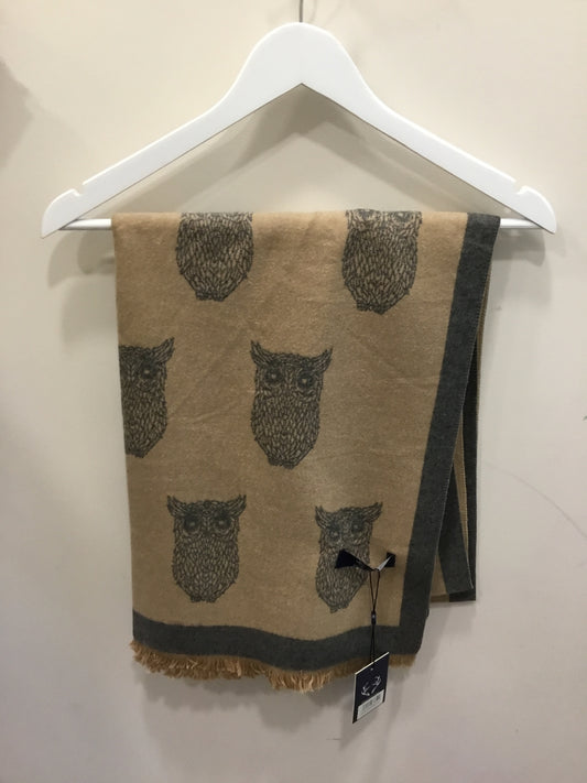 Tan and Grey Owl Scarf