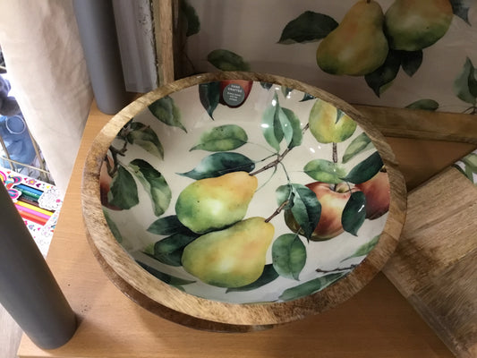 Pear mango wood bowl