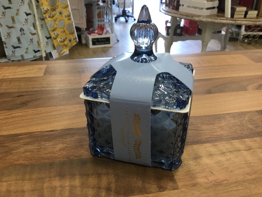 Blue glass candle