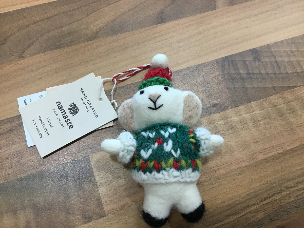 Felt mice wearing Christmas jumper