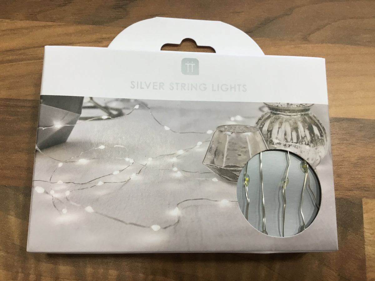 Set of silver string lights