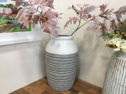 Large grey and white textured vase