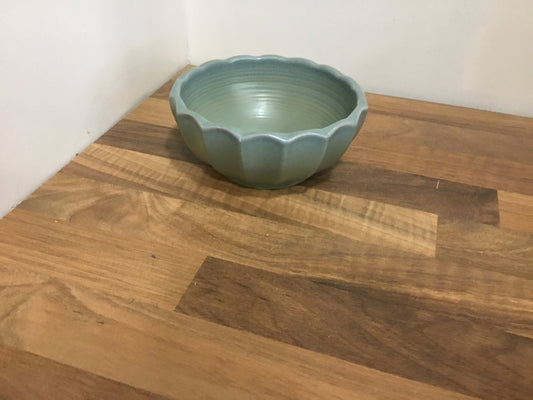 Green scalloped bowl
