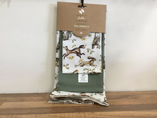 Forest fable. Pack of 3 tea towels.