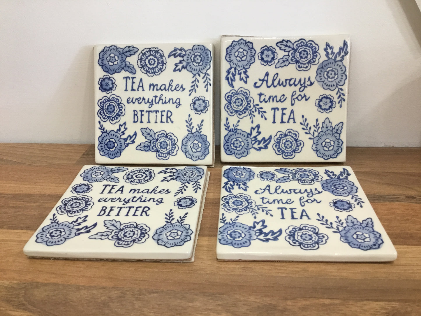 Blue willow coasters