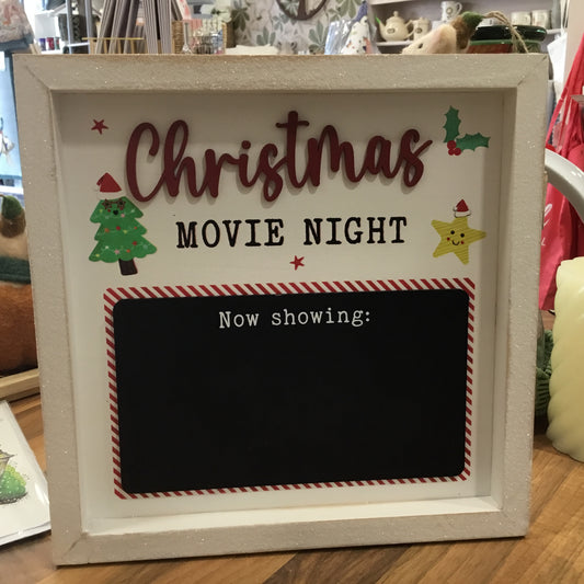 Christmas movie night sign