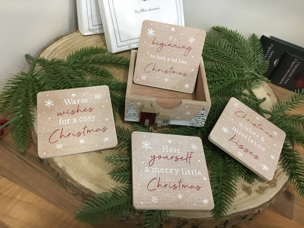 Set of 4 wooden Christmas Coasters