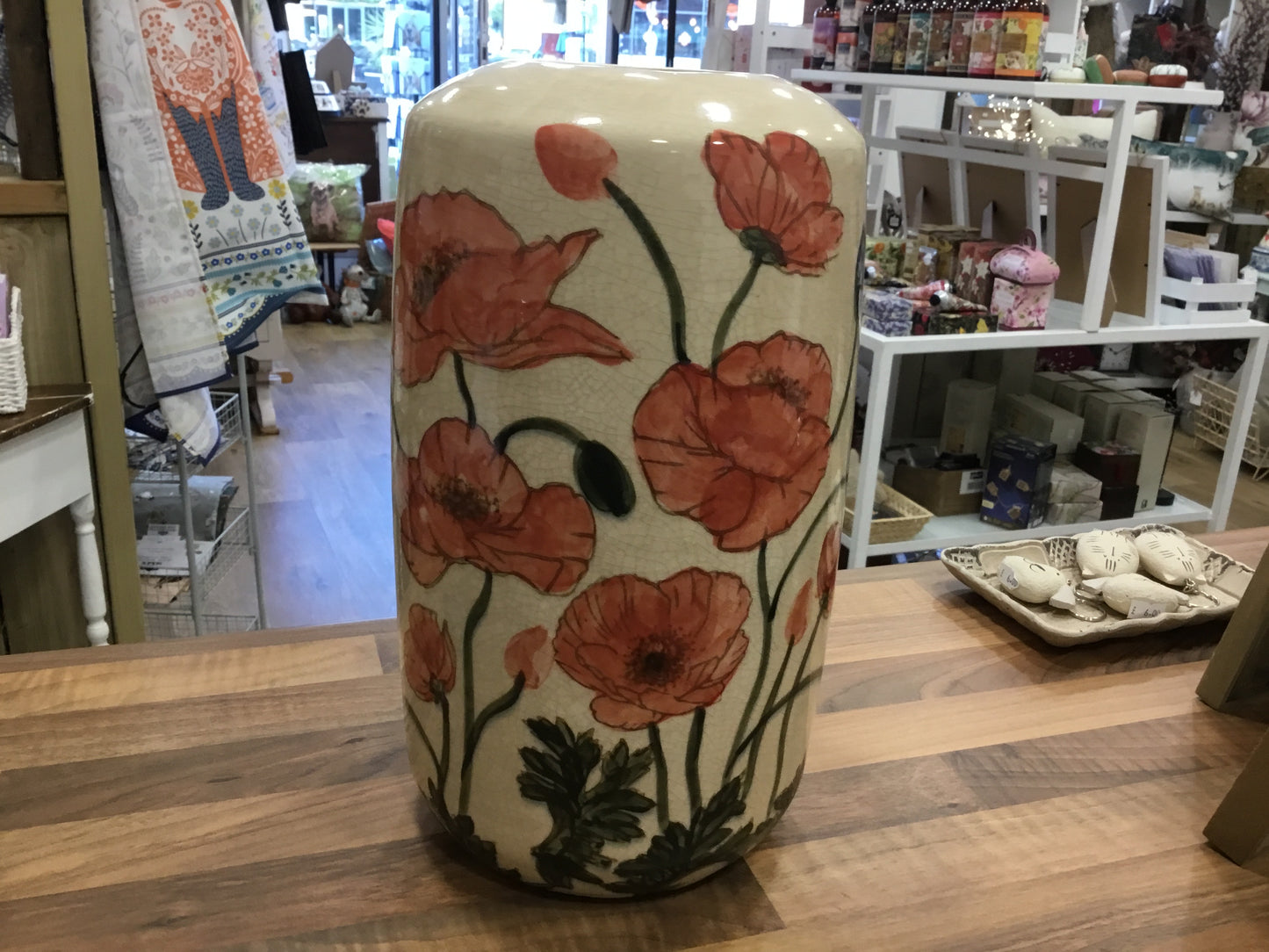 Large ceramic poppy vase
