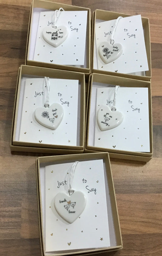 Ceramic heart with greeting card