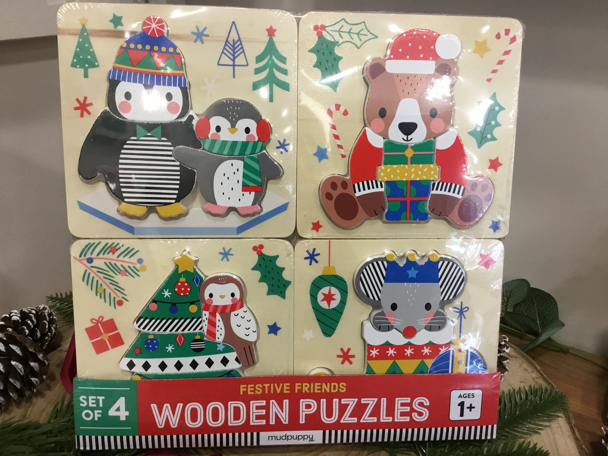 Set of 4 wooden puzzles