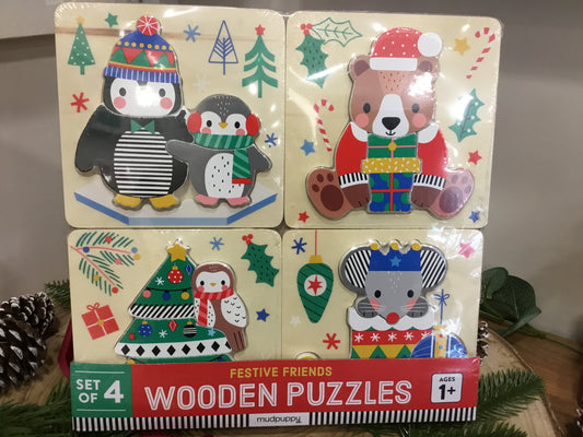 Set of 4 wooden puzzles