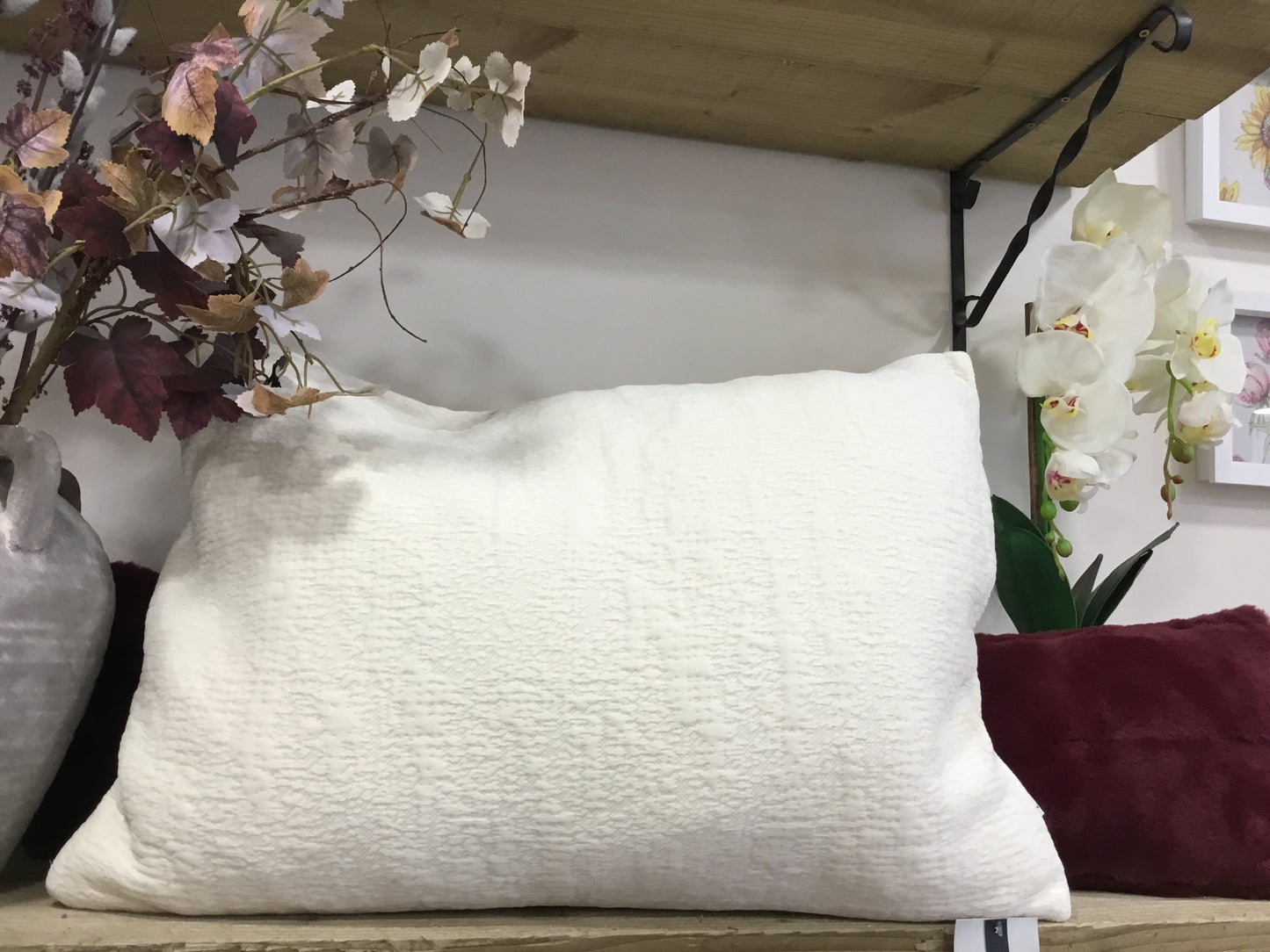 Chenille feather filled cushion